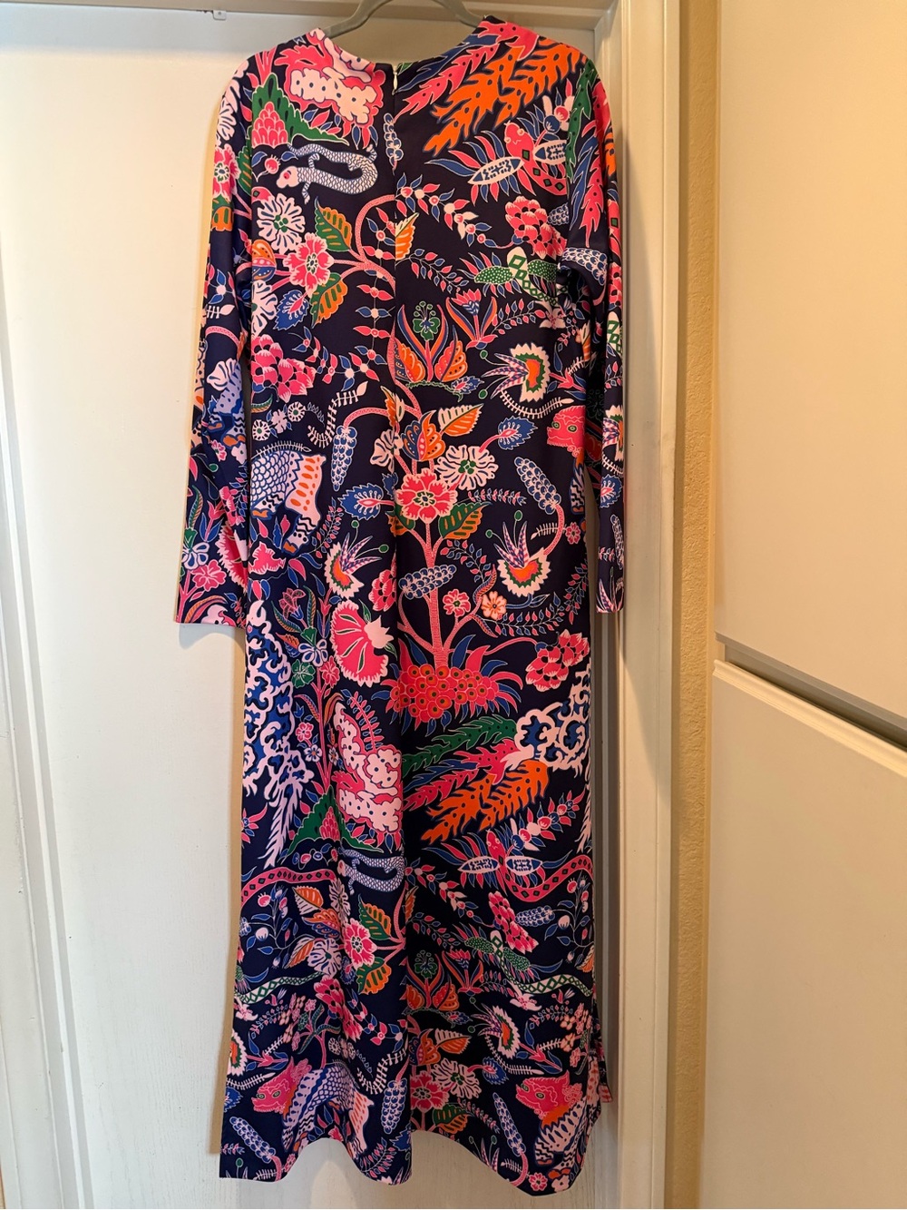 CK Bradley Long Sleeve Floral Maxi Dress in Navy and Pink EUC - Picture 3 of 4